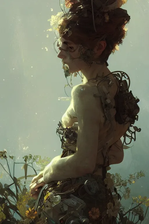 Image similar to A full portrait of a beautiful post apocalyptic offworld botanist, intricate, elegant, highly detailed, digital painting, artstation, concept art, smooth, sharp focus, illustration, art by Krenz Cushart and Artem Demura and alphonse mucha