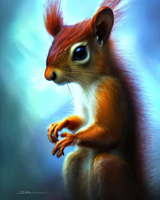 Prompt: cute squirrel, perfect face, cinematic, stunning, adorable, highly detailed, psychedelic, digital painting, artstation, smooth, hard focus, illustration, art by jessica rossier and and brian froud