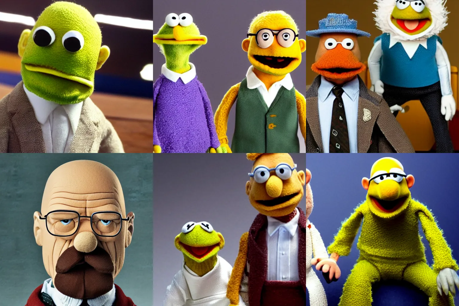 Prompt: Walter White as a guest character in The Muppets\' Show