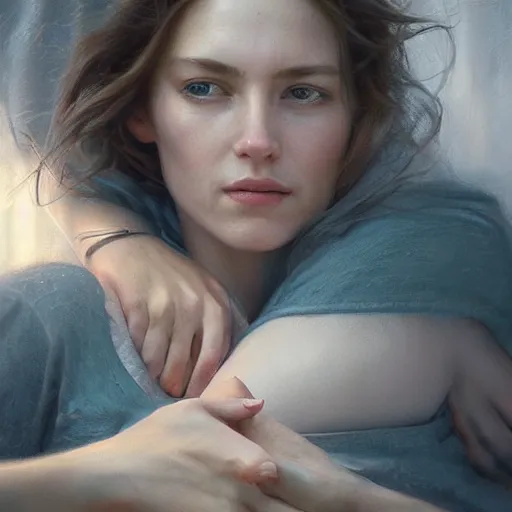 Image similar to epic masterpiece of cinematographic hyperrealism where a heart of love appears inside the heart there is a mother hugging her son. realistic shaded lighting poster by craig mallismo, artgerm, jeremy lipkin and michael garmash, unreal engine, radiant light, detailed and intricate environment, digital art, art station trends