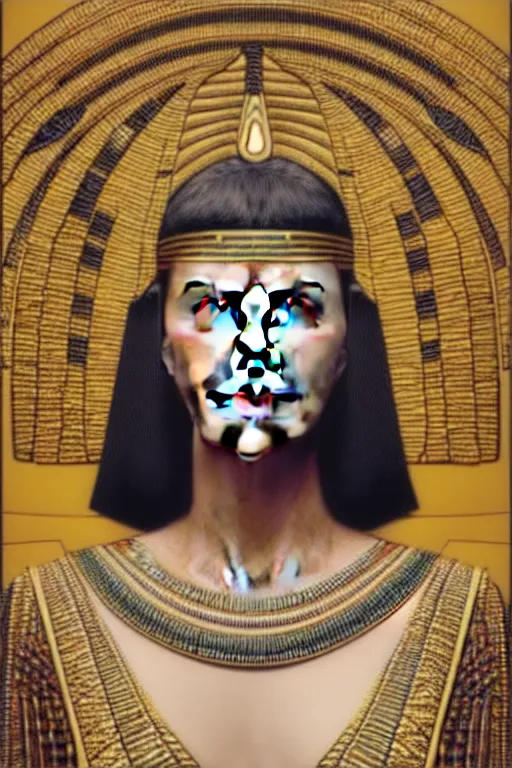 Image similar to Portrait of Charlize Theron as Cleopatra, intricate art deco leaf designs, elegant, highly detailed egyptian patterns, hieroglyph, sharp focus, art by Artgerm and beeple