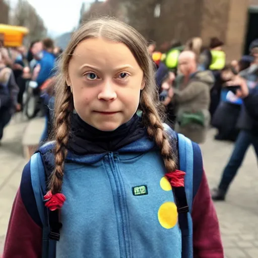 Prompt: greta thunberg shaped like thomas the tank engine