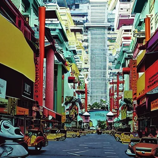 Image similar to bugis street in singapore, by moebius