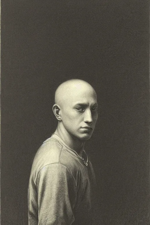 Image similar to portrait of eminem, Gustave Dore lithography