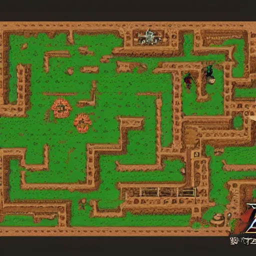 Image similar to detailed top - down map of a legend of zelda game world