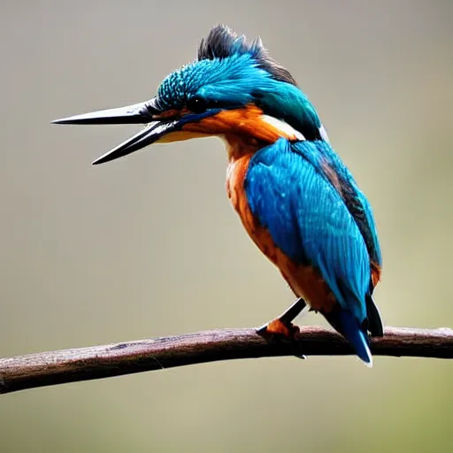 Prompt: a kingfisher formed from coloured smoke