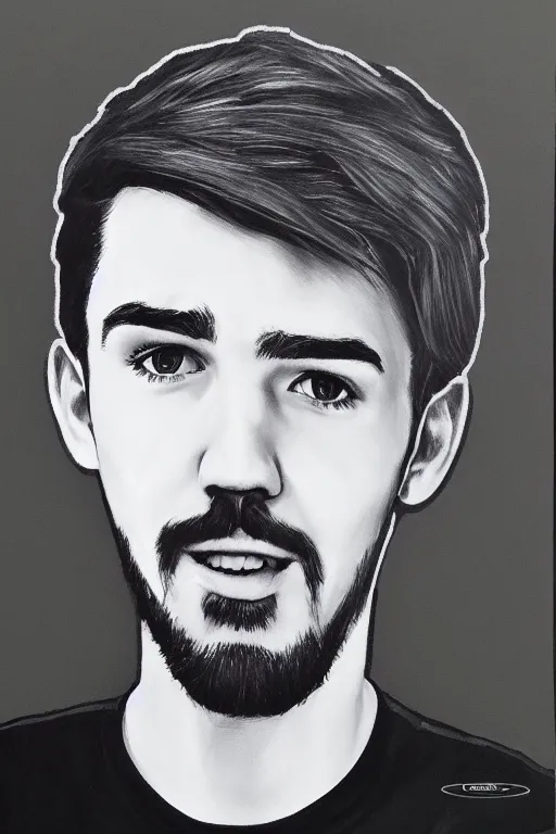 Image similar to Sean McLoughlin, Jacksepticeye, Irish Youtuber, solo portrait, gigachad, grayscale 🎨🖌️