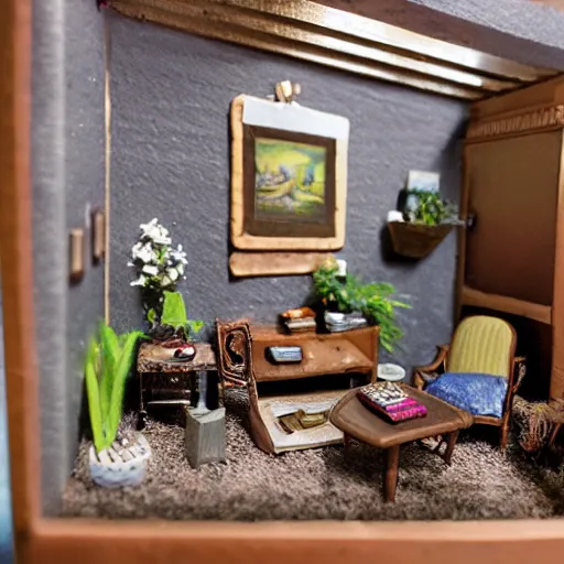 Prompt: miniature room diorama