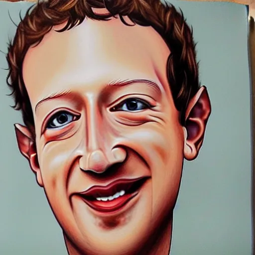 Prompt: a caricature portrait of Mark Zuckerberg drawn by Mahesh Nambiar