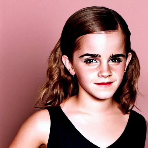 Prompt: portrait photo of young emma watson, laughting