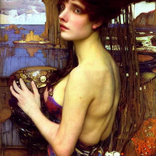 Image similar to mandelbulb portrait of a beautiful woman by gil elvgen, john william waterhouse