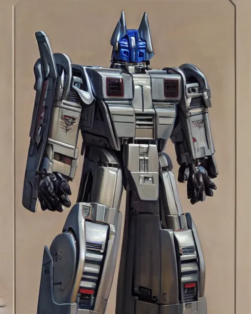 Prompt: Transformers G1 Shockwave Masterpiece, oil on canvas, artstation, by J. C. Leyendecker and Edmund Blair Leighton and Charlie Bowater, octane