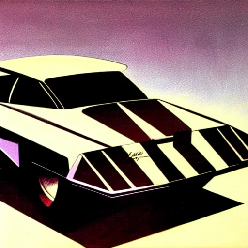 Image similar to concept art for a car huge sharp spikes, painted by syd mead, high quality