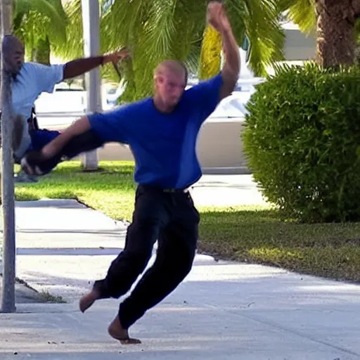 Image similar to Florida man tries to evade arrest by cartwheeling away from cops