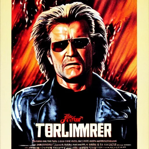 Prompt: Jack Burton plays as The Terminator, movie poster