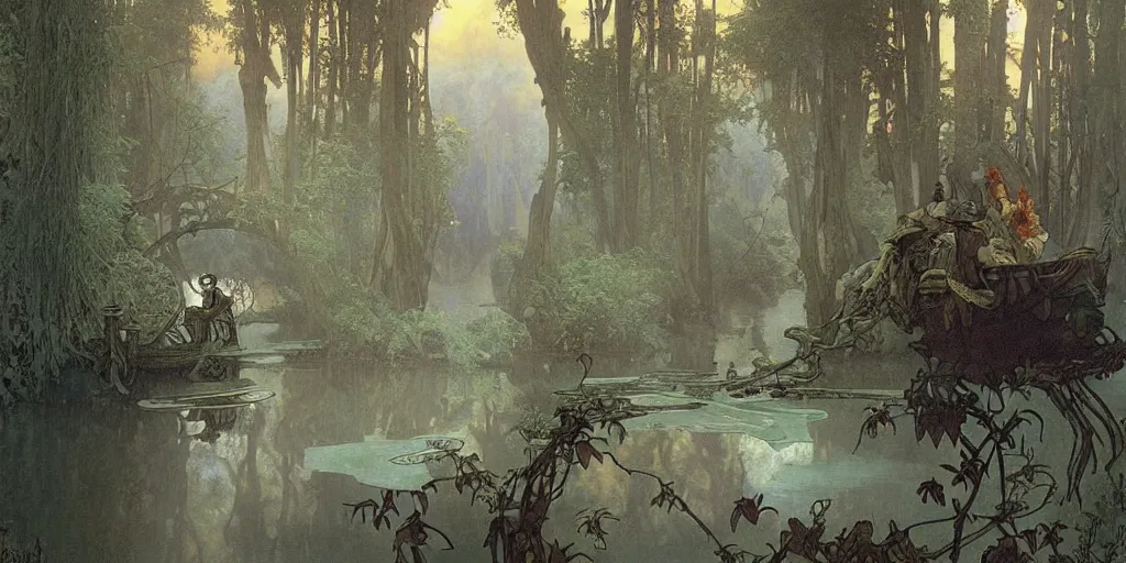 Prompt: ghost river eery atmosphere beautiful artwork matte painting detailed painting by ferdinand knab by alphonse mucha by greg rutkowsky