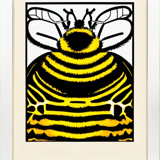 Prompt: bee art in print