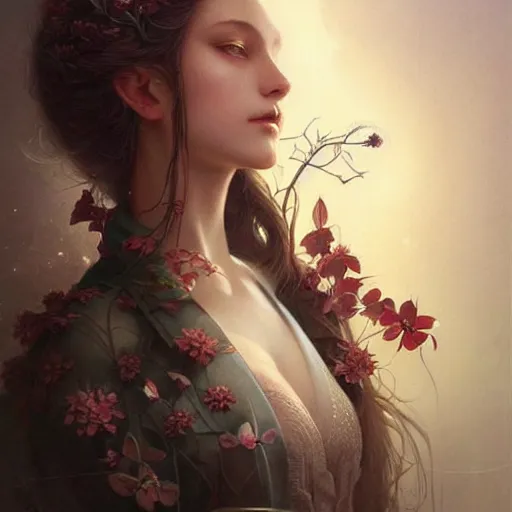 Image similar to aerith gainsborough, intricate, elegant, highly detailed, smooth, sharp focus, award - winning, masterpiece, in the style of tom bagshaw, cedric peyravernay, peter mohrbacher, pinterest