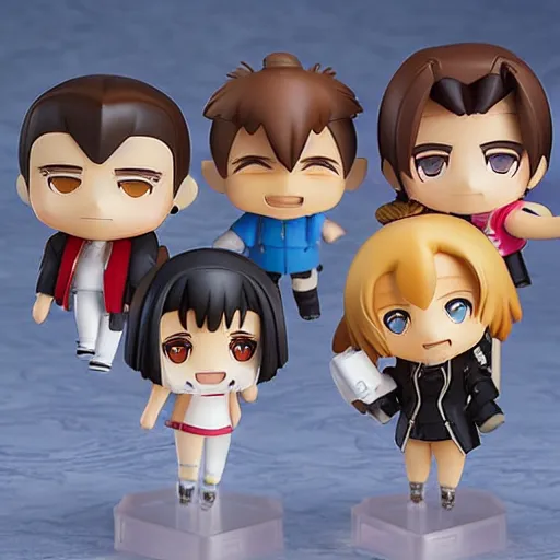 Prompt: cast of friends as Nendoroid figures, anime style, product photo