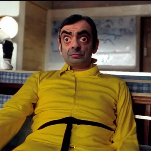 Image similar to film still of Mr Bean in Kill Bill