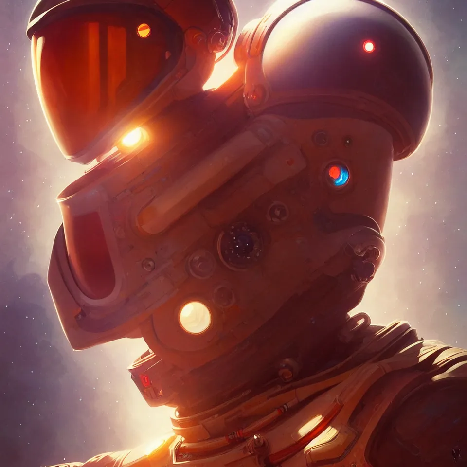 Image similar to Spaceman man on Mars futuristic portrait, highly detailed, digital painting, artstation, concept art, smooth, sharp focus, illustration, art by artgerm and greg rutkowski and alphonse mucha