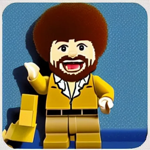 Image similar to bob ross screaming and stepping on legos