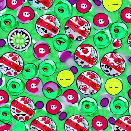 Image similar to floral pattern of pokeballs and mews for a desktop background