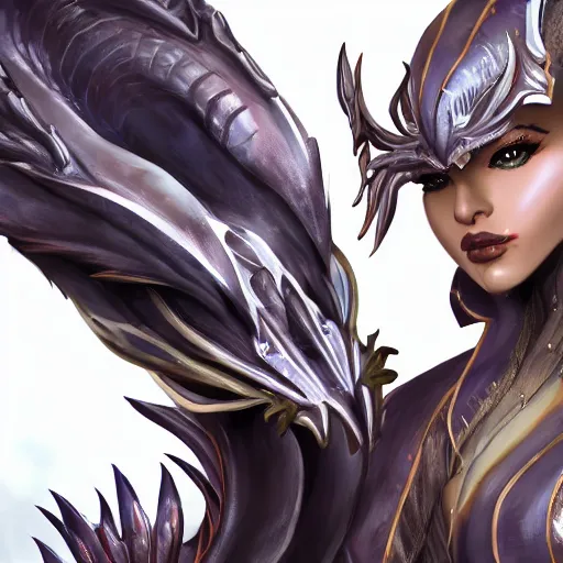 Image similar to highly detailed exquisite fanart, of a beautiful female warframe, but as an anthropomorphic female dragon, close-up headshot, epic cinematic shot, professional digital art, high end digital art, singular, realistic, captura, DeviantArt, artstation, Furaffinity, 8k HD render