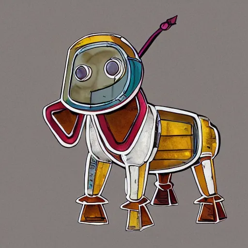 Image similar to a detailed illustration of a cute retro robot dog, alcohol inks on parchment, muted colors, detailed, coherent, white background, concept art