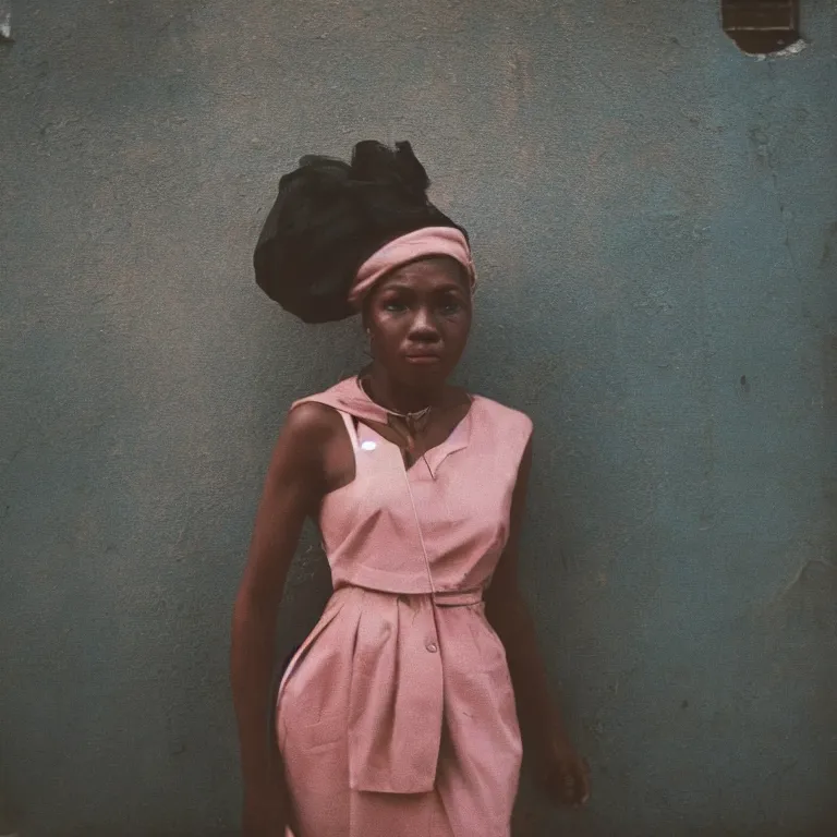 Prompt: medium format colour film portrait of woman in harlem by street photographer, 1 9 6 0 s hasselblad film photography, featured on unsplash, soft light photographed on vintage film