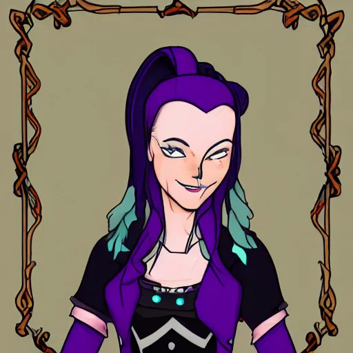 Image similar to digital artwork of jinx from the show arcane