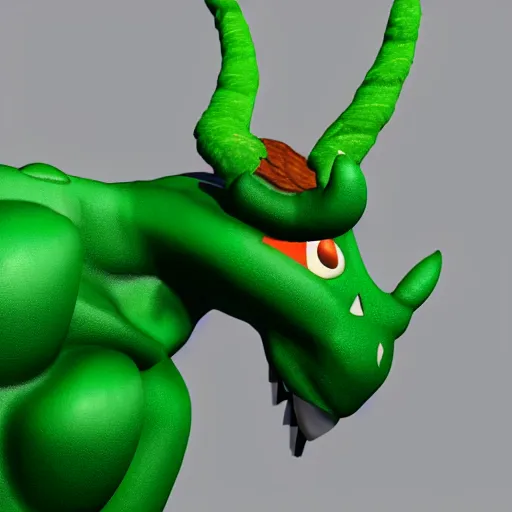 Prompt: a upper body portrait, 3 d render of a green, feathery, male, anthropamphic dragon a spike at the tip of his tail, in the style of animal crossing