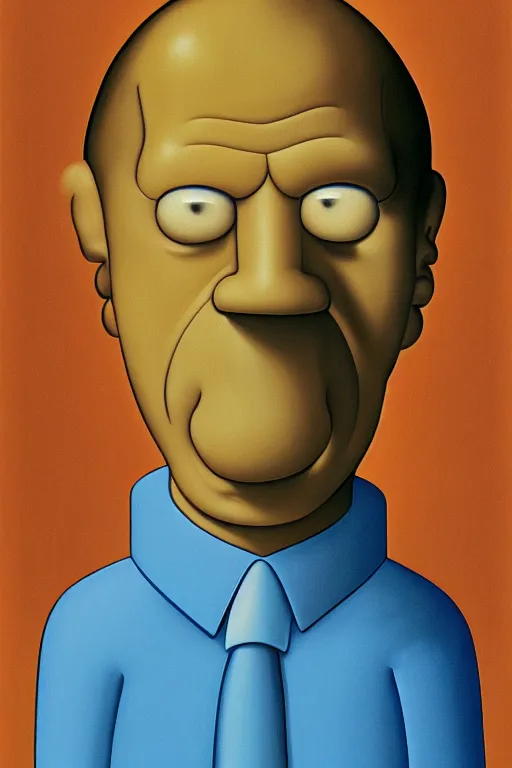 Image similar to geometrical portait of homer simpson by george tooker, by wain louis