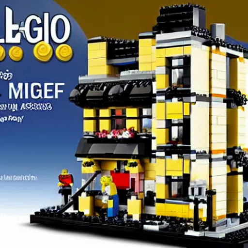 Image similar to mar a lago fbi raid lego set, in style of lego advertisement