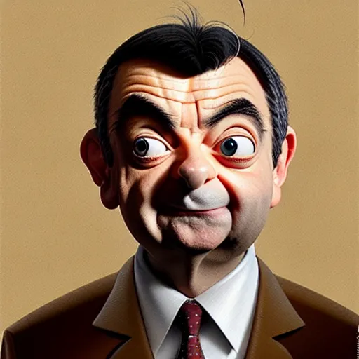 Image similar to rowan atkinson mr bean made from baked beans by greg rutkowski