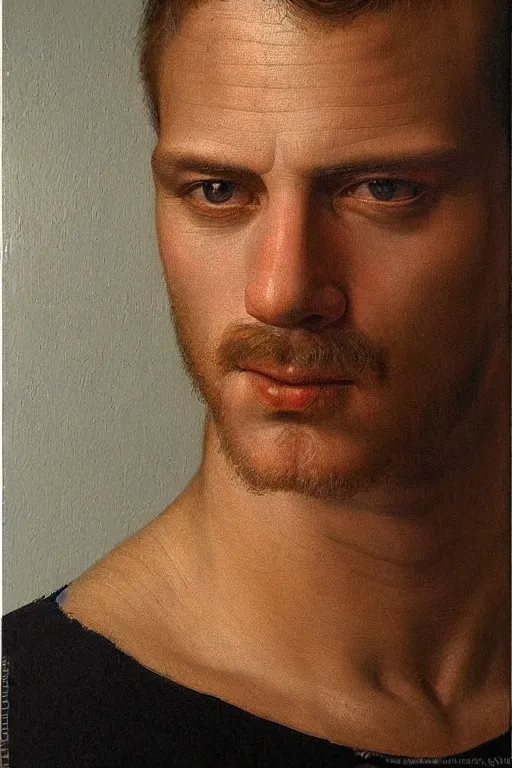 Image similar to beautiful clean oil painting of man portrait study by dino valls, detailed, stunning, realistic, skin color