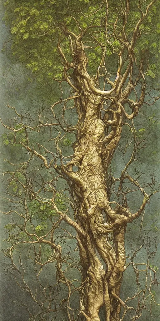 Image similar to artwork by john howe of a catalpa