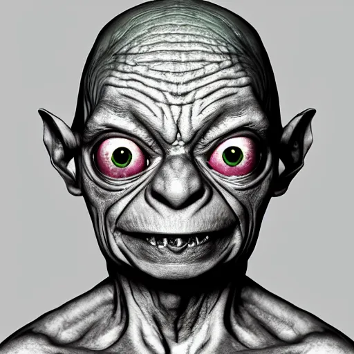 Prompt: Gollum from dmt realm , ultra realism, 4k,