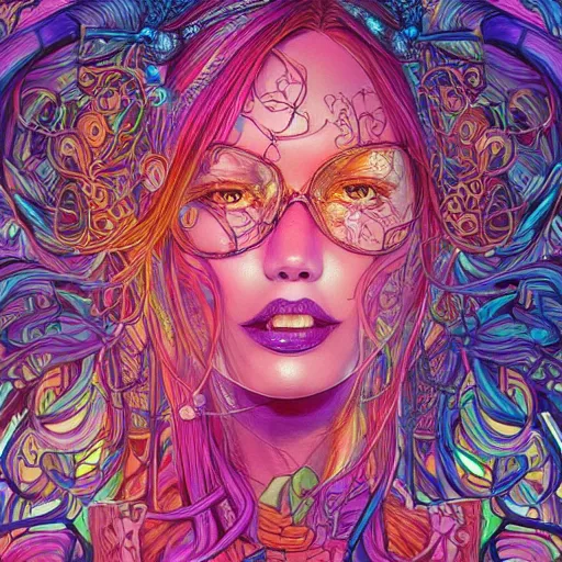 Image similar to the portrait of a ridiculously beautiful and pretty woman partially made of onion rings of all colors looking up, an ultrafine detailed illustration by james jean, final fantasy, intricate linework, bright colors, behance contest winner, vanitas, angular, altermodern, unreal engine 5 highly rendered, global illumination, radiant light, detailed and intricate environment