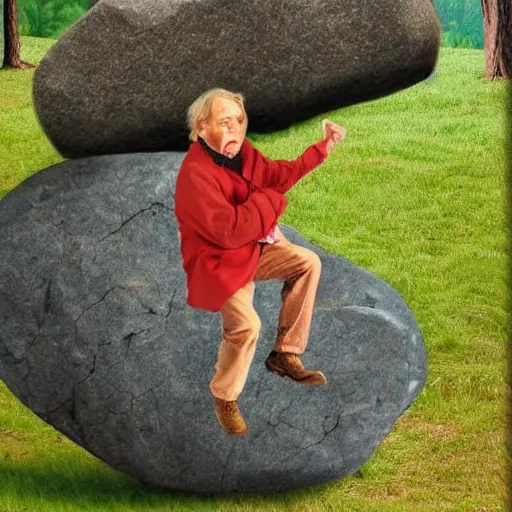 Image similar to time traveler moves a rock