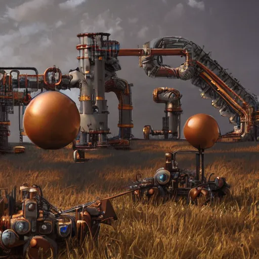 Image similar to 3d art inspired by the game factorio, octane render, trending on artstation, steampunk art