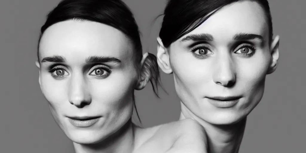 Prompt: A photorealistic portrait of the actress rooney mara, subtle smile, from the shoulders up, 4k, photorealist, DSLR photograph