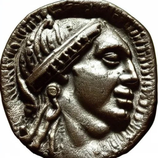 Image similar to ancient roman coin with a profile of snoop dogg