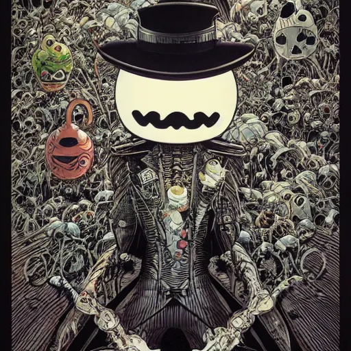 Image similar to portrait of crazy marshmello, symmetrical, by yoichi hatakenaka, masamune shirow, josan gonzales and dan mumford, ayami kojima, takato yamamoto, barclay shaw, karol bak, yukito kishiro