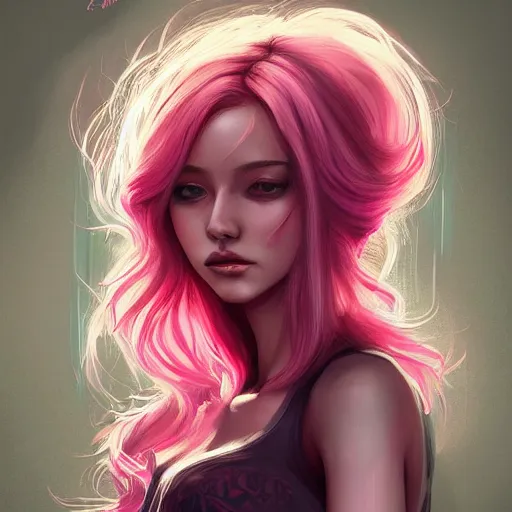 Prompt: hot teen girl, full body, pink hair, gorgeous, amazing, darkness aura brooding from her body, elegant, intricate, highly detailed, digital painting, artstation, concept art, sharp focus, illustration, art by Ross tran