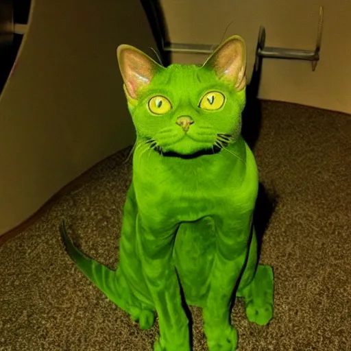 Image similar to a green alien cat from another world