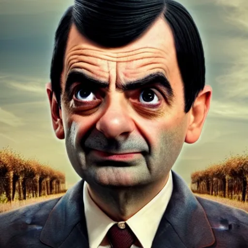 Image similar to mr bean as funny epic war hero, movie poster, 8 k hd,