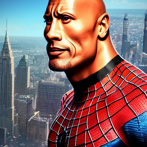 Prompt: Dwayne johnson dressed as Spiderman , extremely detailed eyes, fantastic details full face, mouth, trending on artstation, pixiv, cgsociety, hyperdetailed Unreal Engine 4k 8k ultra HD, Stanley Artgerm Lau, WLOP, Rossdraws, James Jean Marc Simonetti Ruan Jia and Mandy Jurgens and Artgerm and William-Adolphe Bouguerea Sakimichan