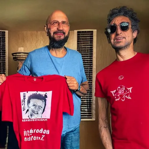 Image similar to fito paez wearing a independiente club t shirt