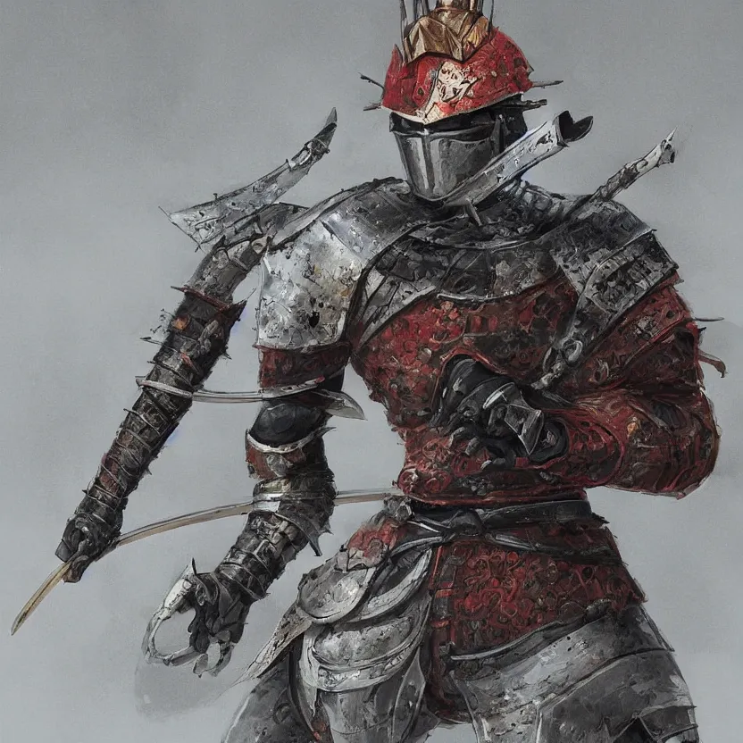 Image similar to a Knight/samurai in a battle ready pose in the style of Jean Giraud trending on artstation deviantart Pinterest detailed realistic High Resolution HD 8k in color